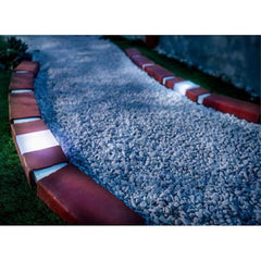 Set 10 borduri decorative ( din care 2 cu lampa solara) Strend Pro GE089, 20x9x4 cm din polipropilena,de culoare maro, cu accesorii de montare incluse