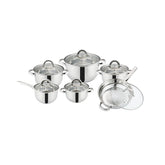 Hectarul - Set 12 piese , 6 vase din inox, compatibile cu plita cu inductie, cu capace din sticla, Grunberg GR2441