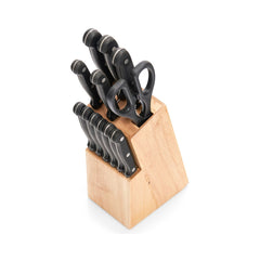 Set cutite si foarfeca din inox in suport din lemn de hevea, 13 piese Knife Block Zeller