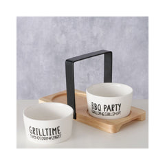 Set 2 boluri mici cu suport din lemn 20 cm Grillhouse Boltze