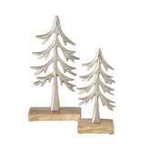 Hectarul - Set 2 decoratiuni argintii din metal si lemn 22 / 28 cm Baumelo Boltze