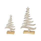 Hectarul - Set 2 decoratiuni argintii din metal si lemn 27 / 16 cm Wipflo Boltze