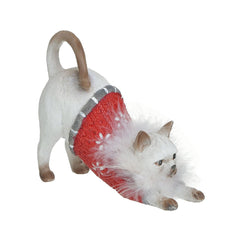 Set 2 decoratiuni Craciun albe din polirasina Cats 17 cm Inart