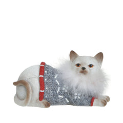 Set 2 decoratiuni Craciun albe din polirasina Cats 17 cm Inart