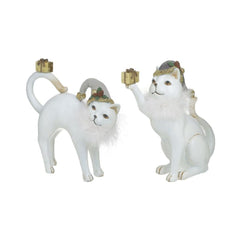 Set 2 decoratiuni Craciun albe din polirasina Cats 20 cm Inart