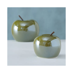 Set 2 decoratiuni verzi din ceramica 7 / 9 cm design mar Perly Boltze