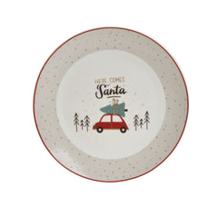 Set 6 farfurii din portelan, model de Craciun, diametru 27cm, INART assorted