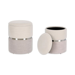 Set 2 pouf-uri gri din tesatura poliester si MDF, Ø 31.5/36, Radinka Bizzotto