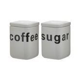 Hectarul - Set 2 recipiente de depozitare cafea / zahar din portelan 10X10X15 cm Inart