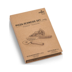 Set de 2 ustensile pentru pizza, din lemn si inox, Pizza Cutting Zeller