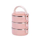 Hectarul - Set 3 caserole termoizolante pentru alimente, din polpropilena cu interior metalic 2.1 l, roz