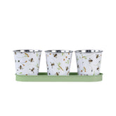 Hectarul - Set 3 ghivece albe din tabla galvanizata 3 x 0,55 L design Bee Esschert Design