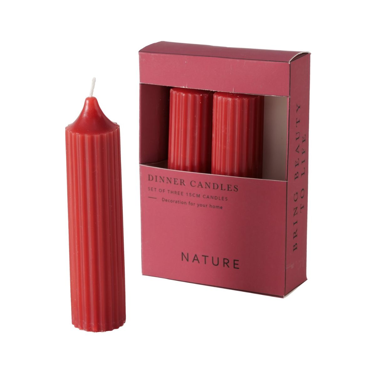 Set 3 lumanari rosu inchis din parafina 15 cm Riffly Boltze, 1, hectarul.ro