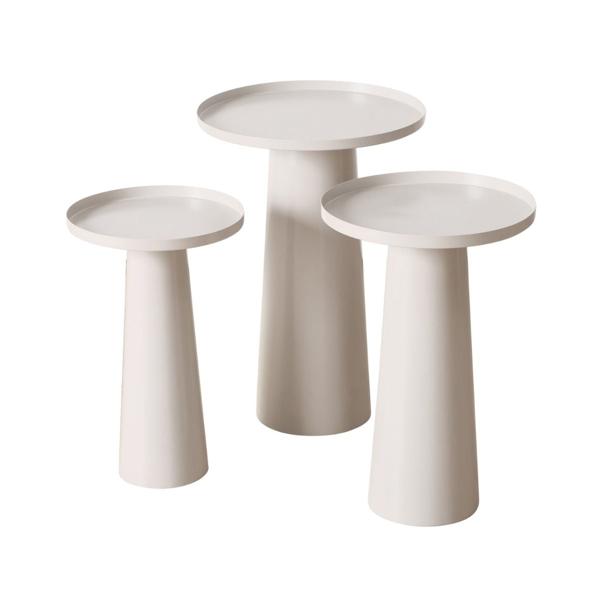 Set de 3 masute de cafea bej din fier Jacky Boltze, 1, hectarul.ro