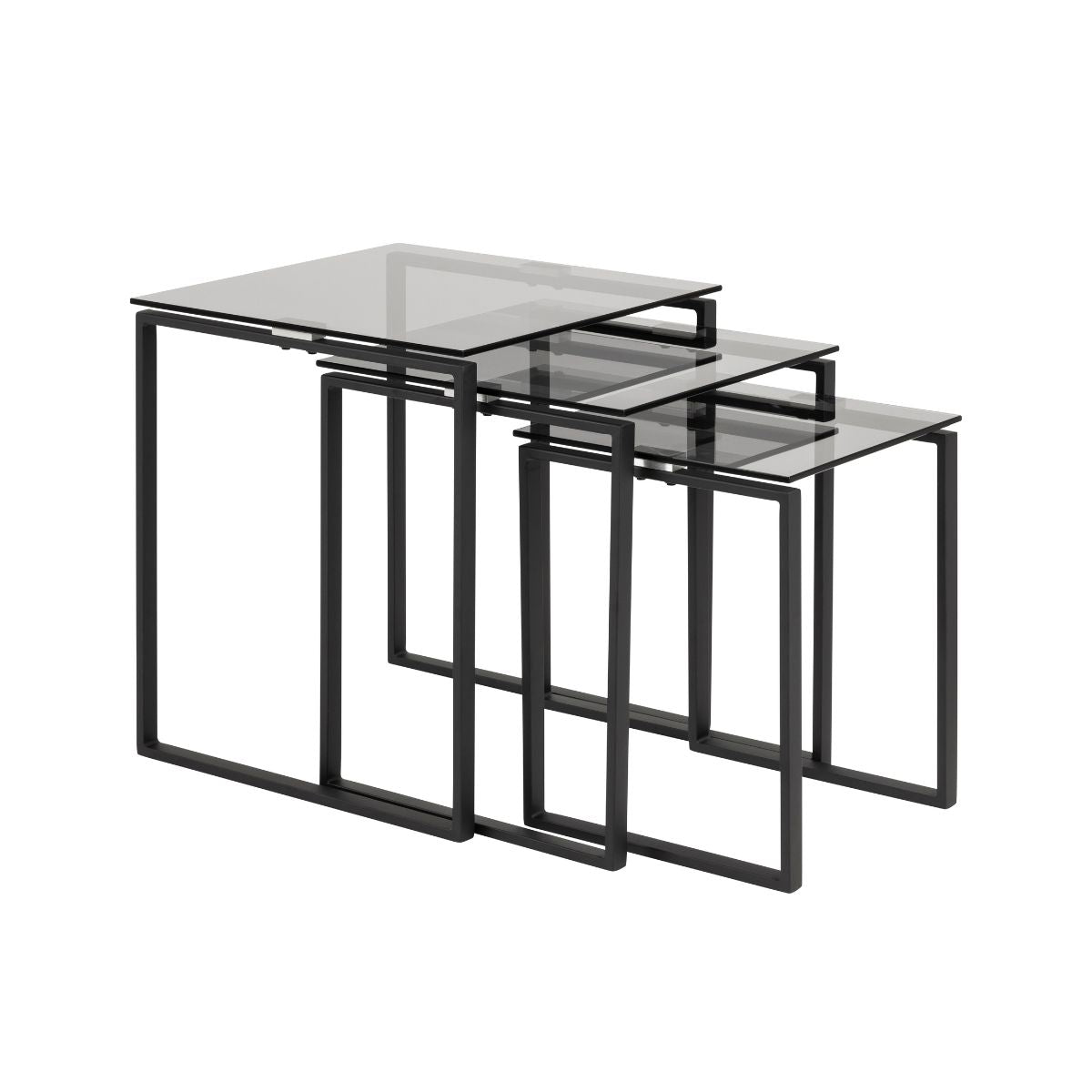 Set 3 masute de cafea din sticla si otel Katrine Actona, 1, hectarul.ro