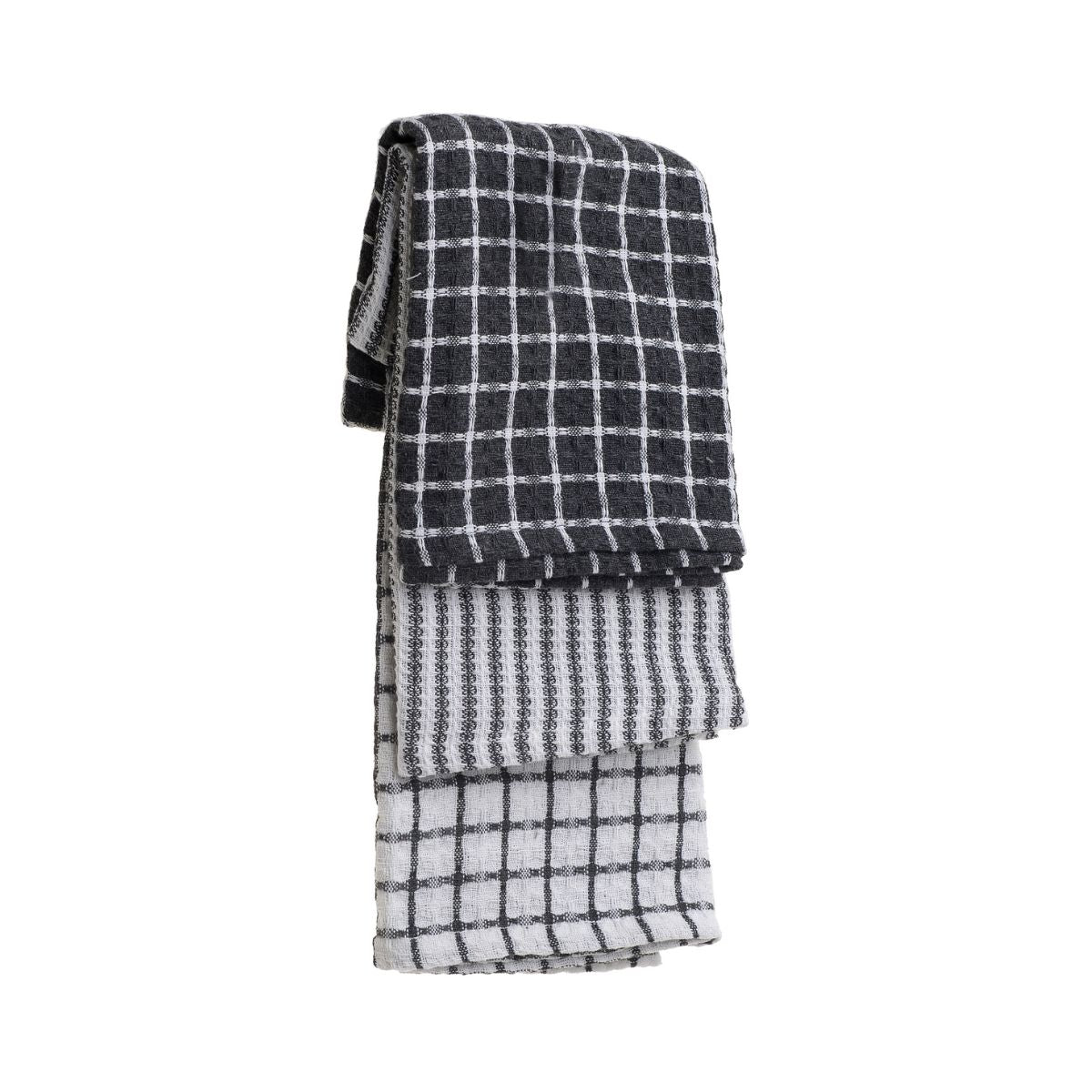 Set 3 prosoape de bucatarie negru/alb, 100% bumbac, 1, hectarul.ro