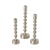 Hectarul - Set 3 suporturi de lumanare argintii din metal 26 / 22 / 31 cm Klisko Boltze