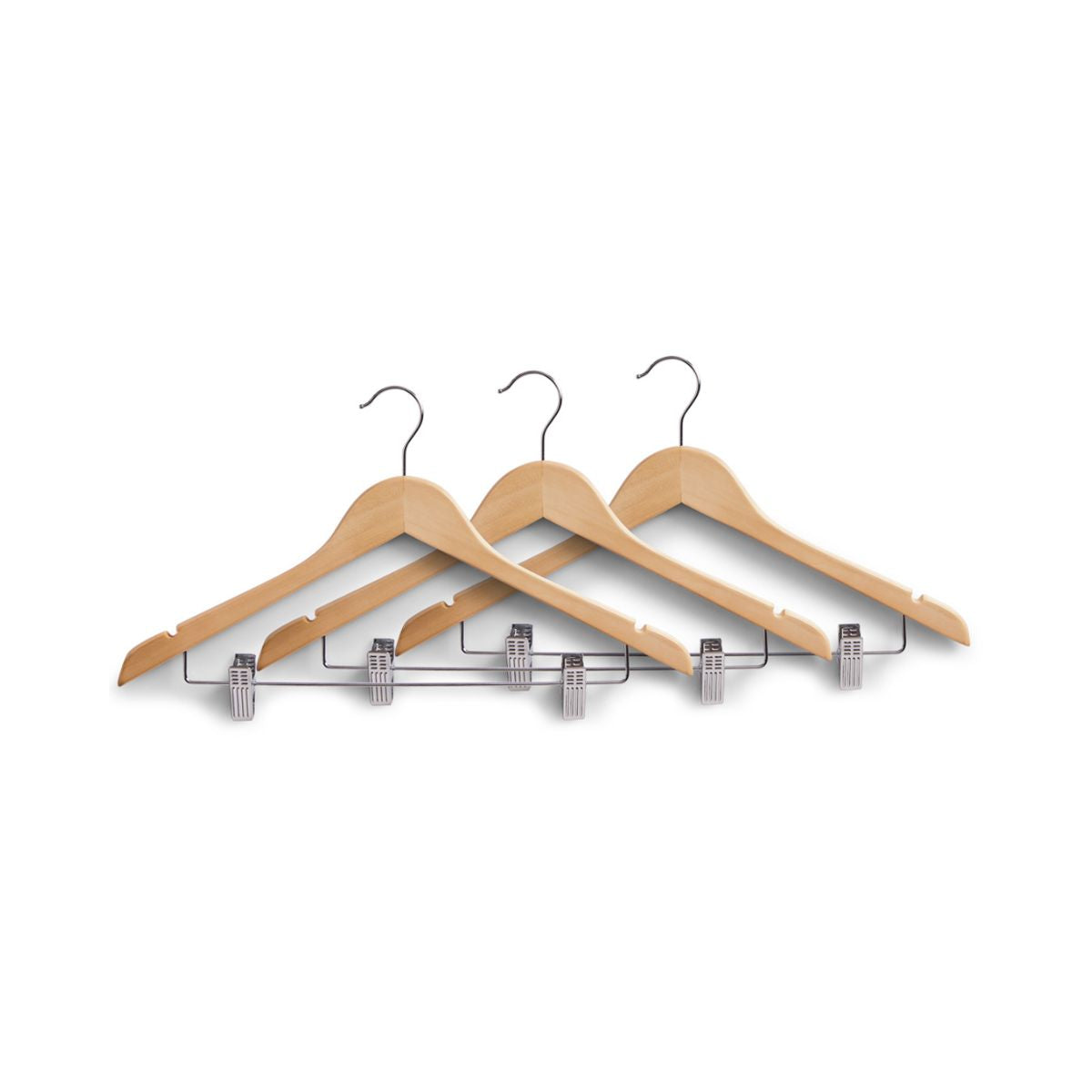 Set 3 umerase de haine cu clipsuri, din lemn, Clothes Hanger Set Zeller, 1, hectarul.ro