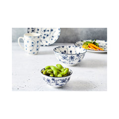 Set 4 boluri alb/albastru din portelan Ø11,5 cm Flor Azul Cosy&Trendy