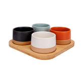 Hectarul - Set 4 boluri pentru aperitive, cu suport din lemn Dela Cosy&Trendy