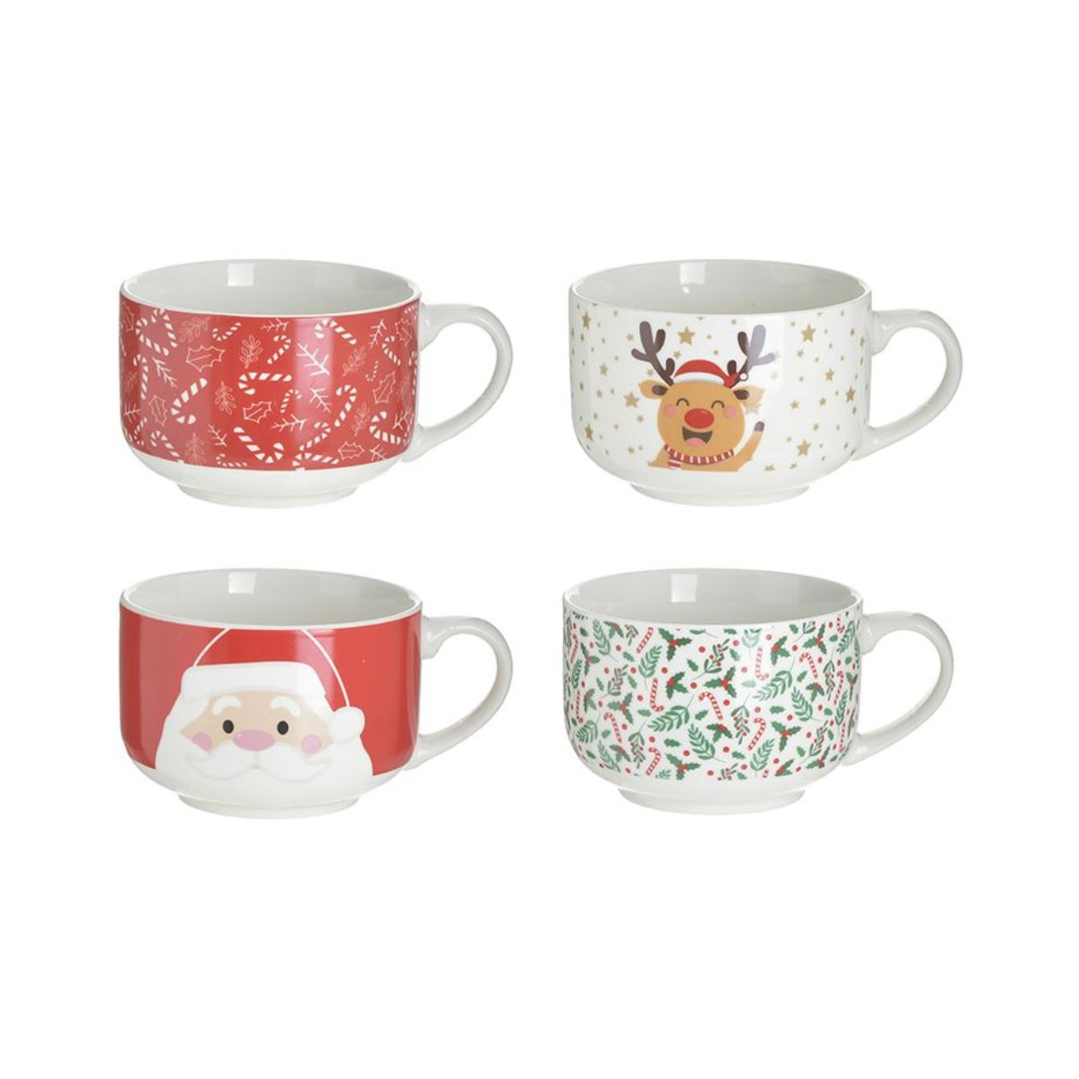 Set 4 cani ceramice XMAS 500cc 15X12X8 Inart, 1, hectarul.ro