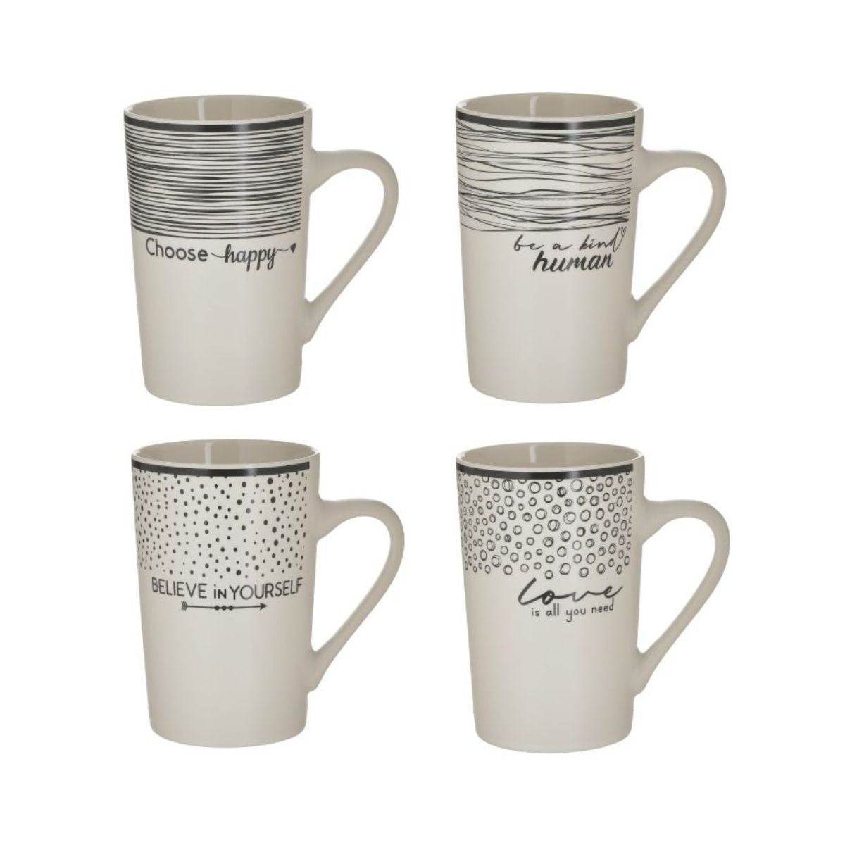 Set 4 cani negru / alb cu 4 modele de grafica Inart, 1, hectarul.ro