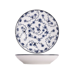 Set 4 farfurii adanci alb/albastru din portelan Ø20 cm Flor Azul Cosy&Trendy