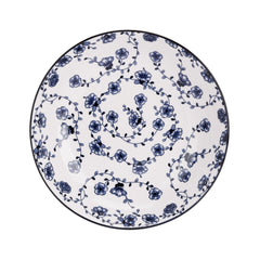 Set 4 farfurii adanci alb/albastru din portelan Ø20 cm Flor Azul Cosy&Trendy