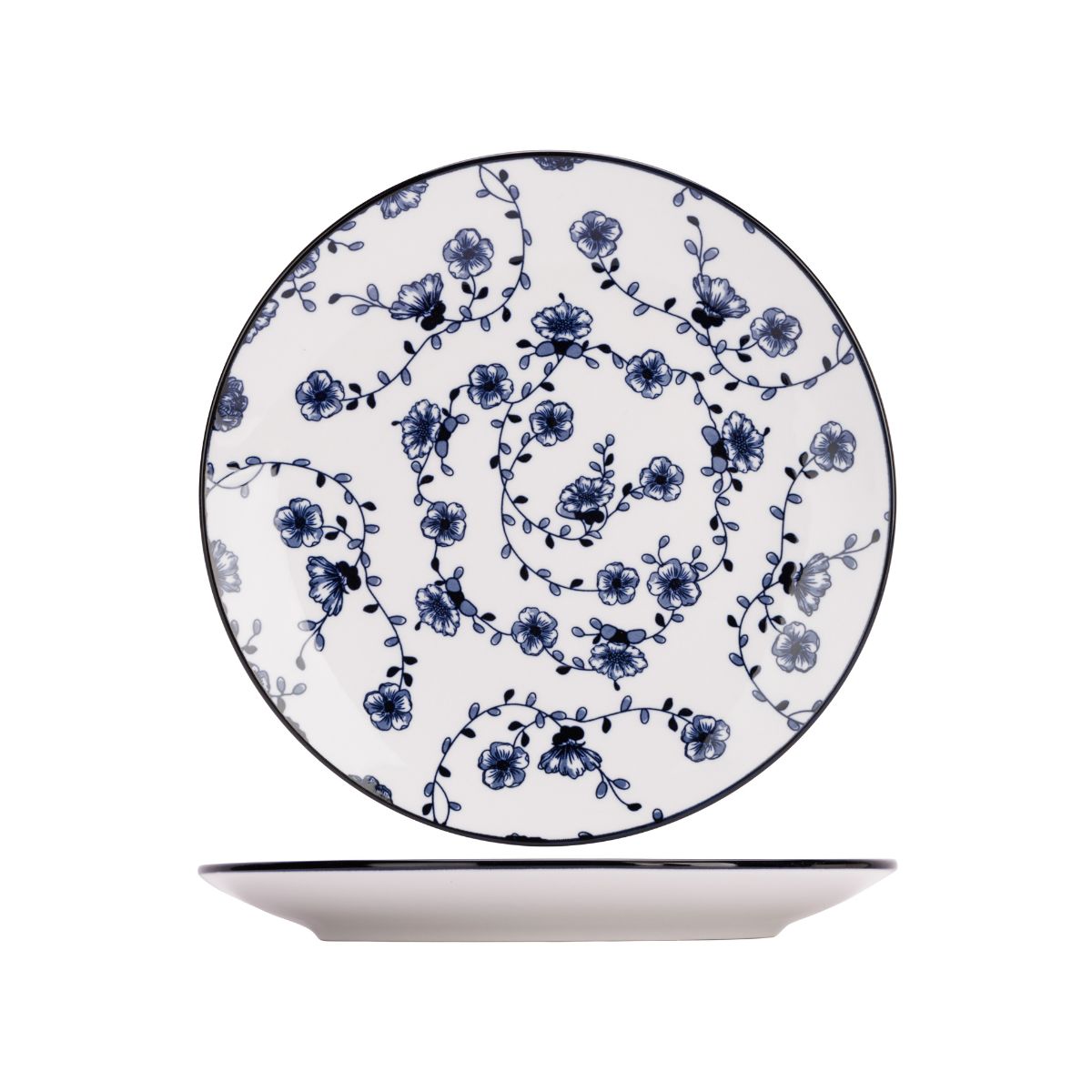 Set 4 farfurii alb/albastru din portelan Ø19 cm Flor Azul Cosy&Trendy, 1, hectarul.ro