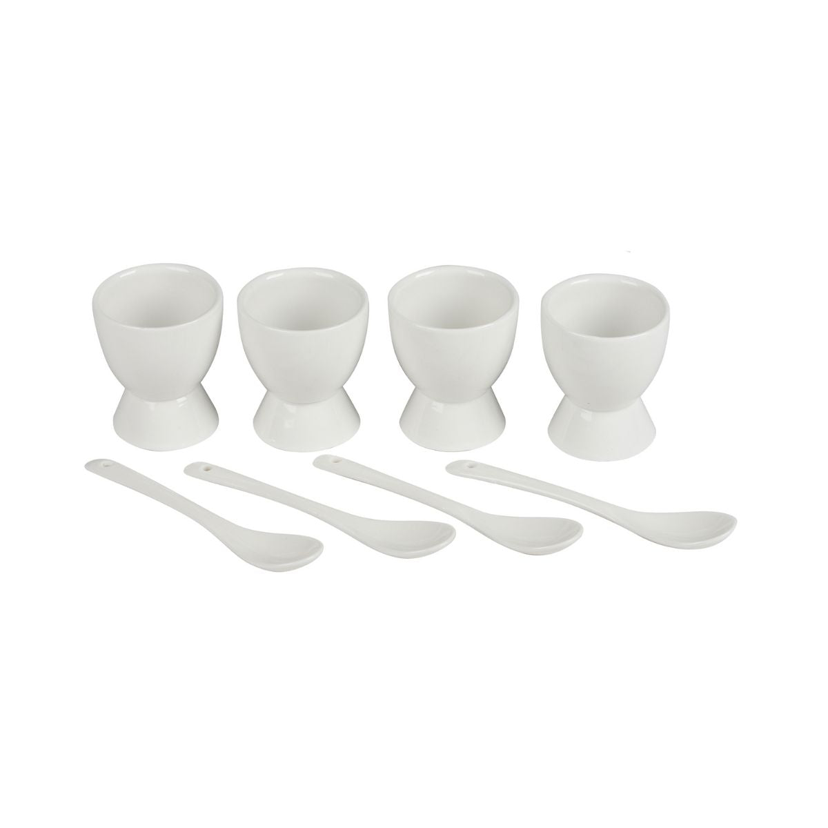 Set 4 suporturi cu lingurite pentru ou, albe, din ceramica, Ø5,5x6,3 cm Egg Cup Urban Living, 1, hectarul.ro