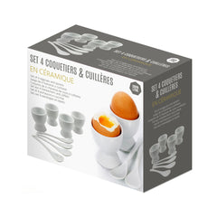 Set 4 suporturi cu lingurite pentru ou, albe, din ceramica, Ø5,5x6,3 cm Egg Cup Urban Living