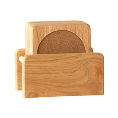 Set 6 coastere din lemn de hevea cu suport Cosy&Trendy