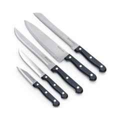 Set 5 cutite din inox in suport din plastic, 6 piese Knife Block Zeller