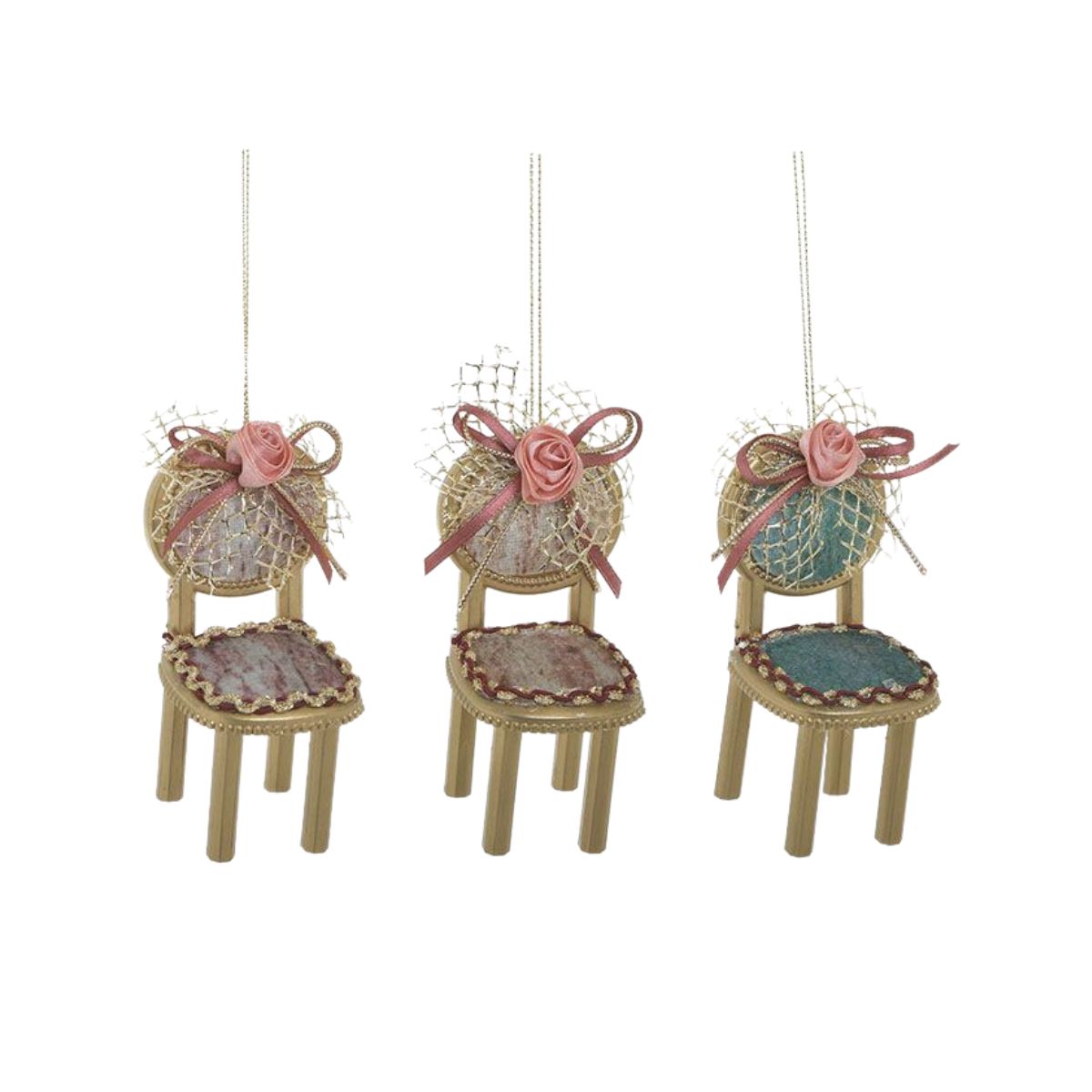 Set 6 Decoratiuni Craciun scaunel multicolor 5x5x10 cm, 1, hectarul.ro