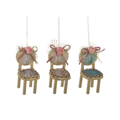 Set 6 Decoratiuni Craciun scaunel multicolor 5x5x10 cm