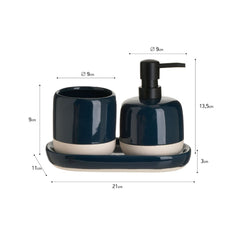 Set accesorii baie albastru inchis/alb 9Χ9Χ13,5 cm Inart