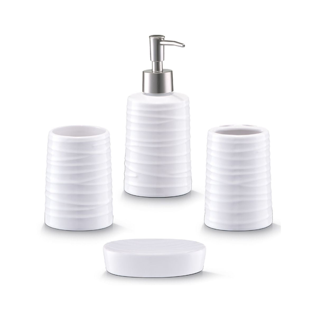 Set accesorii de baie, alb, din ceramica, Conic Zeller, 1, hectarul.ro