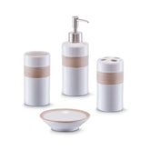 Hectarul - Set accesorii de baie alb/bej din ceramica Ribbon Zeller