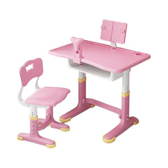 Set birou 70X45.5X70 cm si scaunel 37X34X72 cm din plastic ultra-rezistent, pentru copii, cu lampa LED, inaltime reglabila, roz, Hectarul