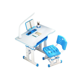 Hectarul - Set birou 70x49x70 cm si scaunel 37x31x70 cm, pentru copii, cu lampa LED, inaltime reglabila, Hectarul KT0043 (albastru)
