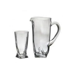 Set carafa si 6 pahare din sticla transparenta 700/370