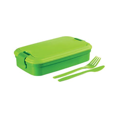 Set caserola pentru picnic/masa de pranz din plastic Lunch&Go 1,3 l verede 13x23x7 cm si tacamuri incluse