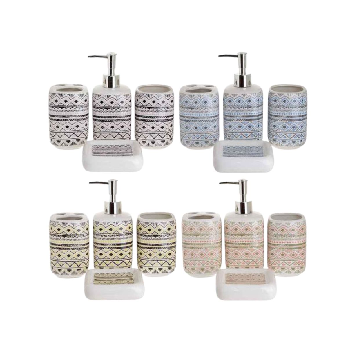 Set ceramic cu 4 piese pentru baie Inart, multicolor, 1, hectarul.ro