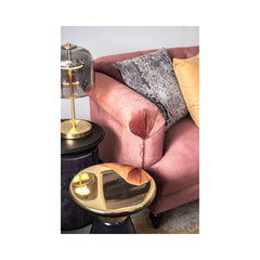 Set masuta de cafea si pouf gri/negru din otel, poliester si MDF, Ø 32/40 cm, Annika Bizzotto