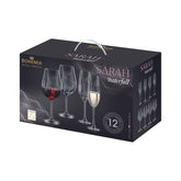 Hectarul - Set de 12 pahare pentru vin rosu si sampanie, transparent, din cristal de Bohemia, 260/690 ml, Sarah Waterfall