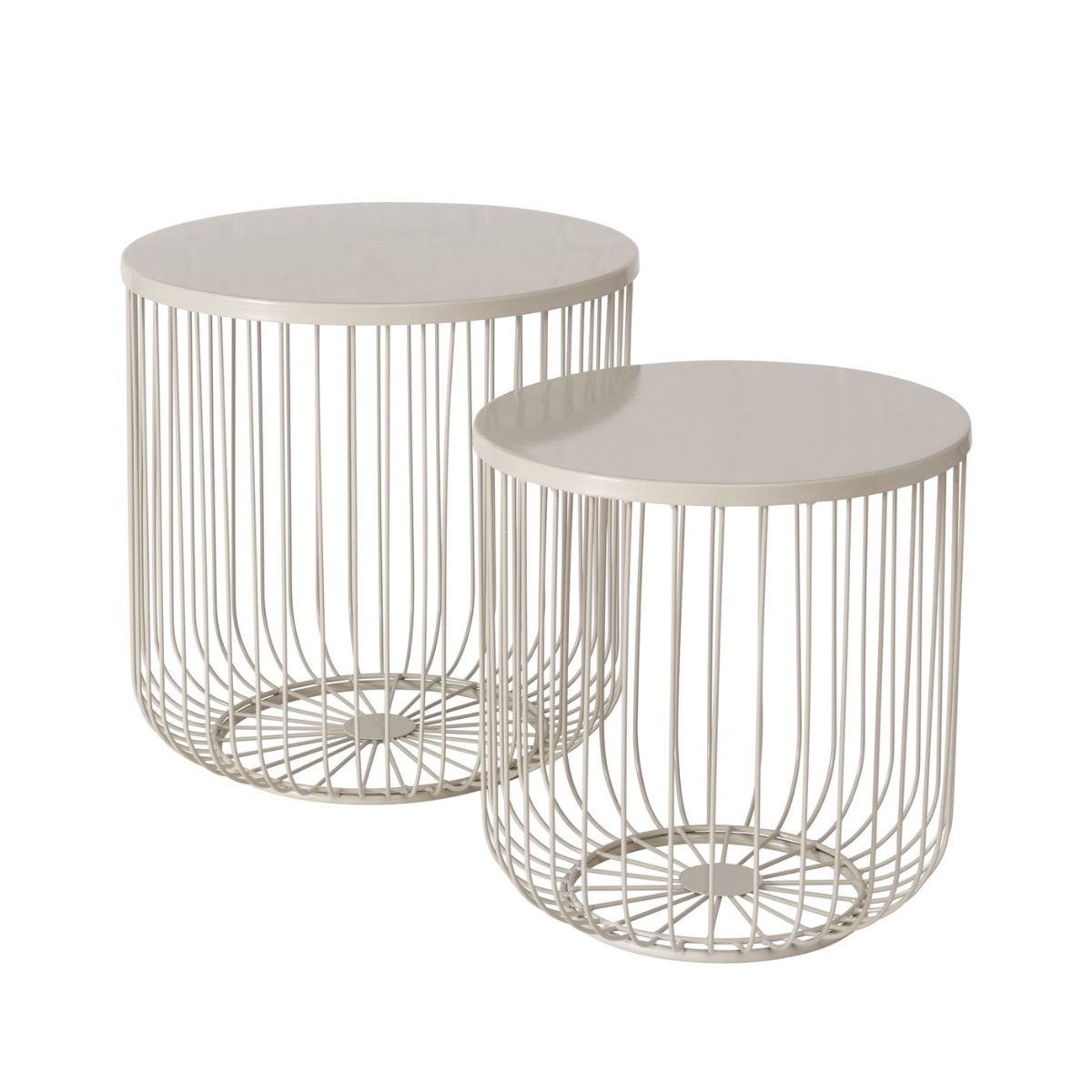 Set de 2 masute de cafea bej din fier Cindy Boltze, 1, hectarul.ro