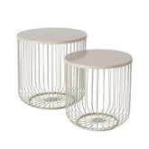 Hectarul - Set de 2 masute de cafea bej din fier Cindy Boltze