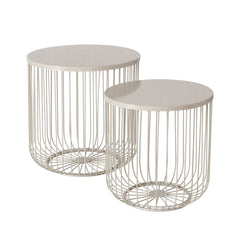 Set de 2 masute de cafea bej din fier Cindy Boltze