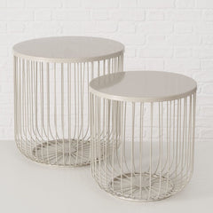 Set de 2 masute de cafea bej din fier Cindy Boltze