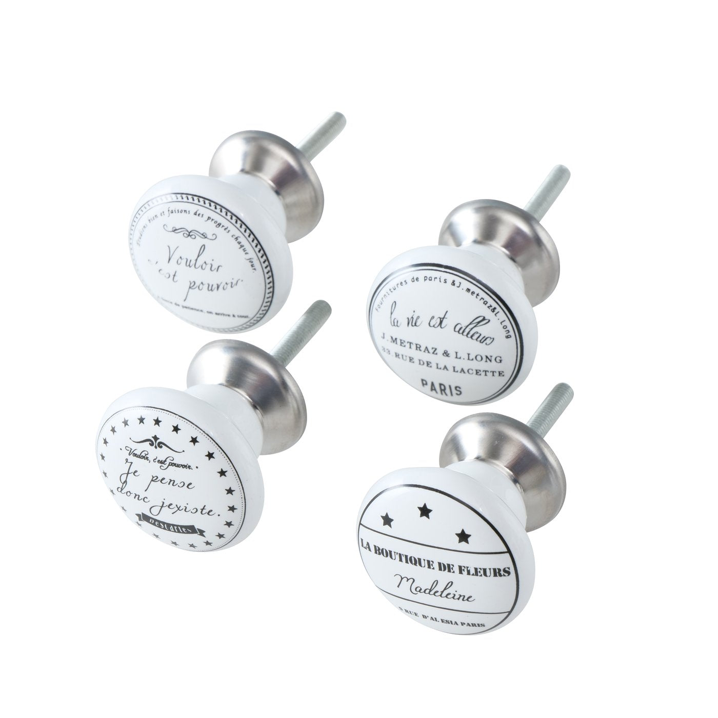 Set de 4 manere pentru mobila, albe, din ceramica, Beatrice Boltze, 1, hectarul.ro